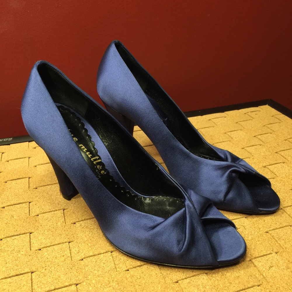 Bettye Muller Blue Satin High Heel Shoes
